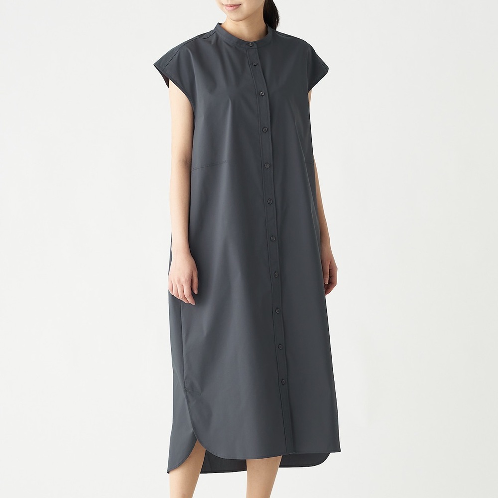 Muji - COTTON MIX STRETCH FRENCH SLEEVE DRESS